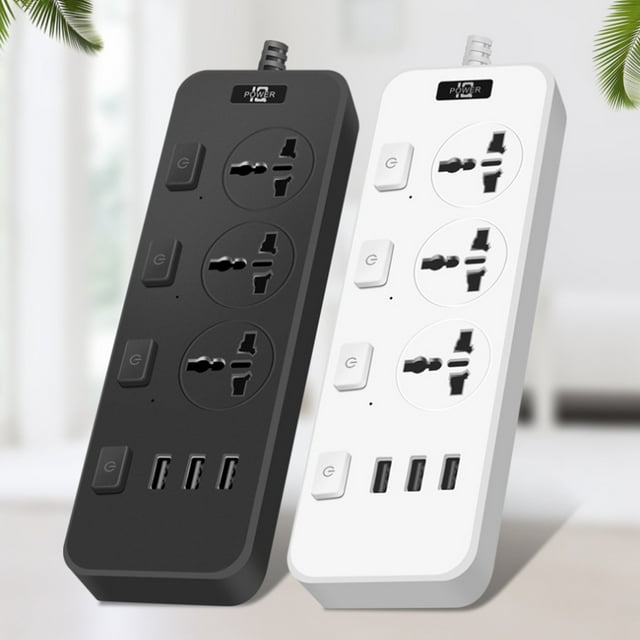 Christmas Clearance USB Intelligent Toggle Socket with Overload Protection and 3 Charging Ports for Home, Office, and Travel Use—2M Cord, US Standard, Flame-Retardant Material, Night Light Function B