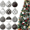 thumbnail image 1 of Christmas Clearance! Uhuya 12pcs Christmas Ball Ornaments, Black and White Shatterproof Halloween Tree Decorations Ball Ornaments Bulk, Modern Hanging Ornaments for Xmas Trees Holiday Decor, 1 of 3