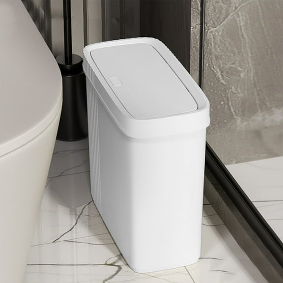 Best Bargains Versatile Plastic Bathroom Trash Can with Press Pop-Up Lid in Green, White, Beige, or Blue - Space-Saving, Odor-Locking Wastebasket for Toilet, Office, Bedroom, or Living Room