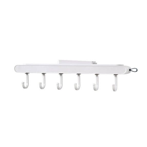Christmas Clearance! WJSXC Punch-Free Pull-Out 6 Hooks Kitchen Kitchen Utensils Storage Rack