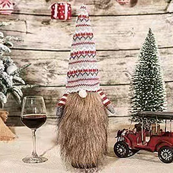 Christmas Clearance Xecvkr Festive Christmas Wine Bottle Cozy with Long Beard Design - Holiday-Themed Knitted Wool Cover for Various Bottle Sizes, Ideal for European and American Style Decor, Perfect