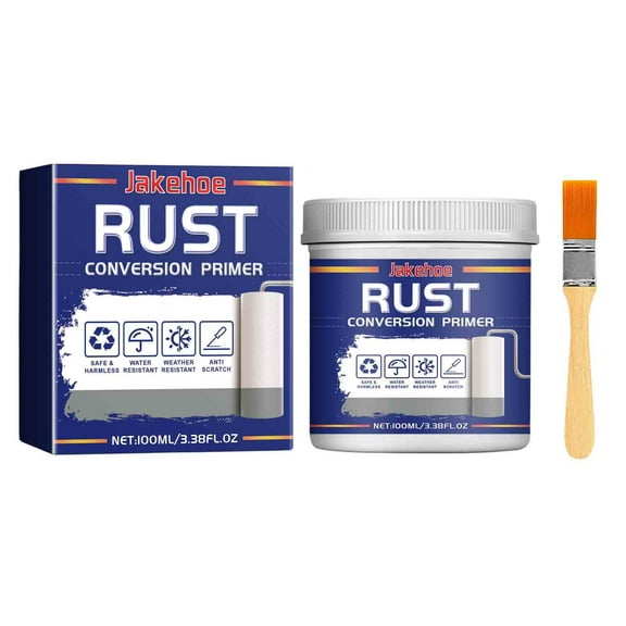 Xecvkr Rust Conversion Basecoat Metal Gear Kit, 100ml Rust Remover, Brush, and Protective Coating for Quick, Efficient, and Long-Lasting Rust Prevention on Doors, Railings, and Ot
