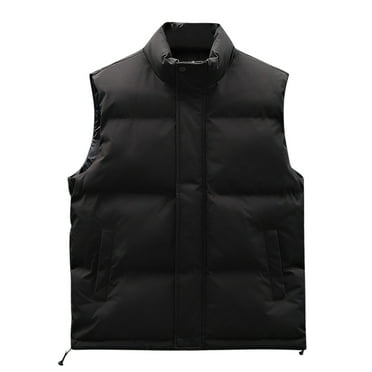 Christmas Clearance! ZVNAΖH Men's Puffer Vest Button Down Zip Up Winter Outerwear Vests with Pocket Sleeveless Puffy Cropped Vests Stand Collar Vest