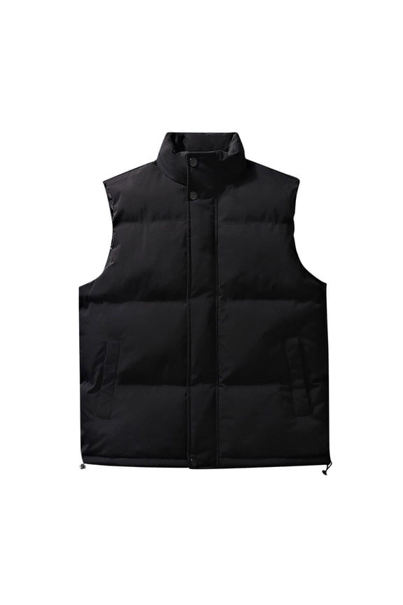 Christmas Clearance! ZVNAΖH Men's Stand-up Collar Button Up Inside Full Zip Puffer Vest Sleeveless Padded Jacket Winter Warm Coat
