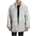thumbnail image 1 of ZVNAΖH Mens Faux Fur Coat Long Winter Thicker Furry Overcoat Stand Collar Faux Fur Jacket Warm Fluffy Cardigan, 1 of 8
