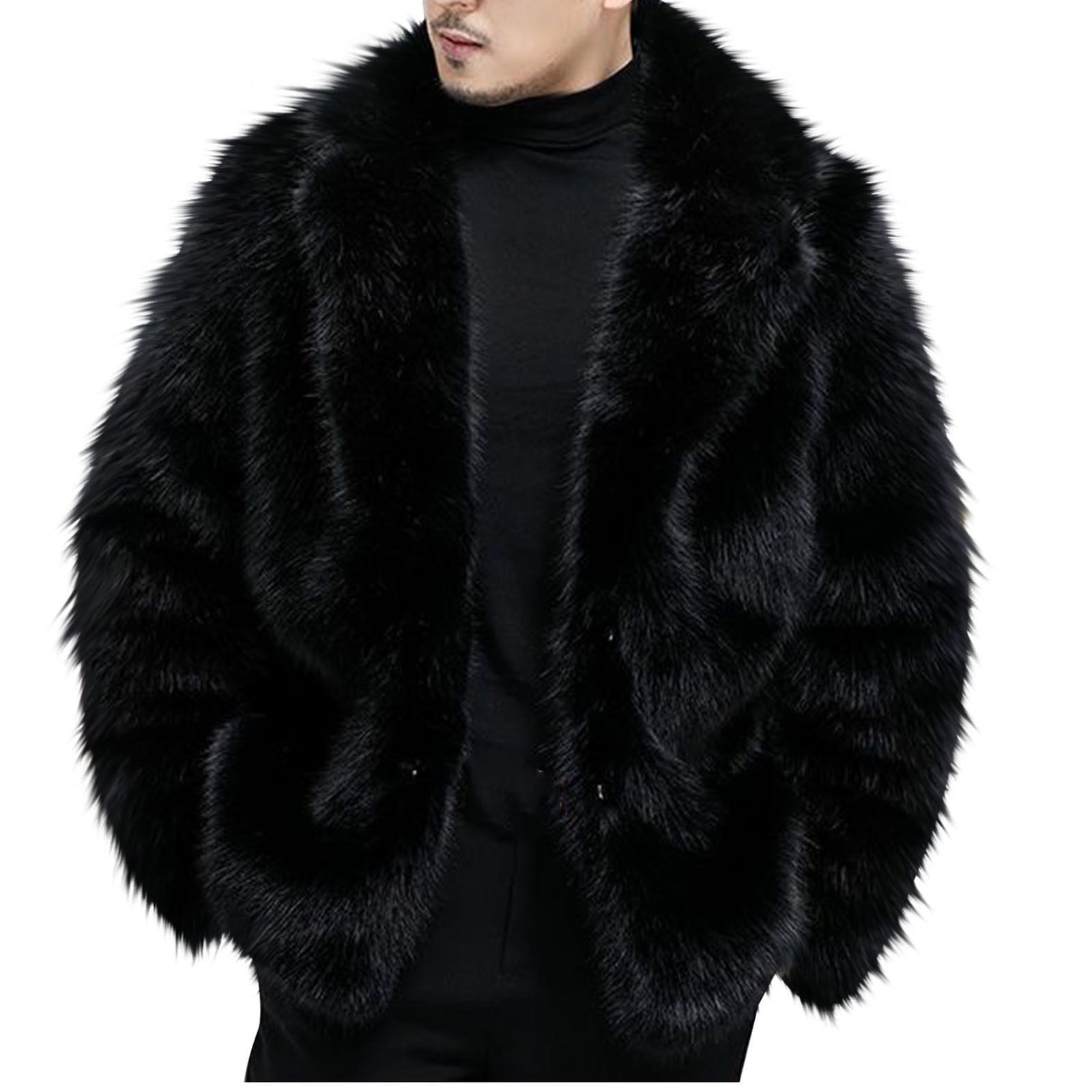 Christmas Clearance! ZVNAΖH Mens Faux Fur Coat Vintage Fluffy