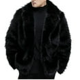 thumbnail image 1 of ZVNAΖH Mens Faux Fur Coat Vintage Fluffy Jacket Winter Warm Coat Fuzzy Outerwear Big and Tall Cardigan, 1 of 1