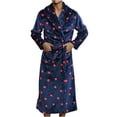 thumbnail image 1 of ZVNAΖH Mens Flannel Robes Knee Length Soft Warm Fleece Bathrobe Strawberries Print Thickened Plush Robe Big and Tall Bathrobe, 1 of 5