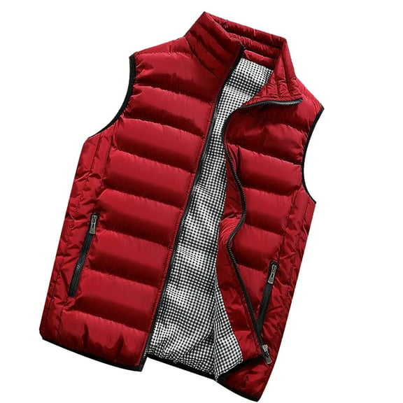 ZVNAΖH Mens Puffer Vest with Zip Pockets Winter Lightweight Outerwear Vests Lined Plaid Puffy Vest