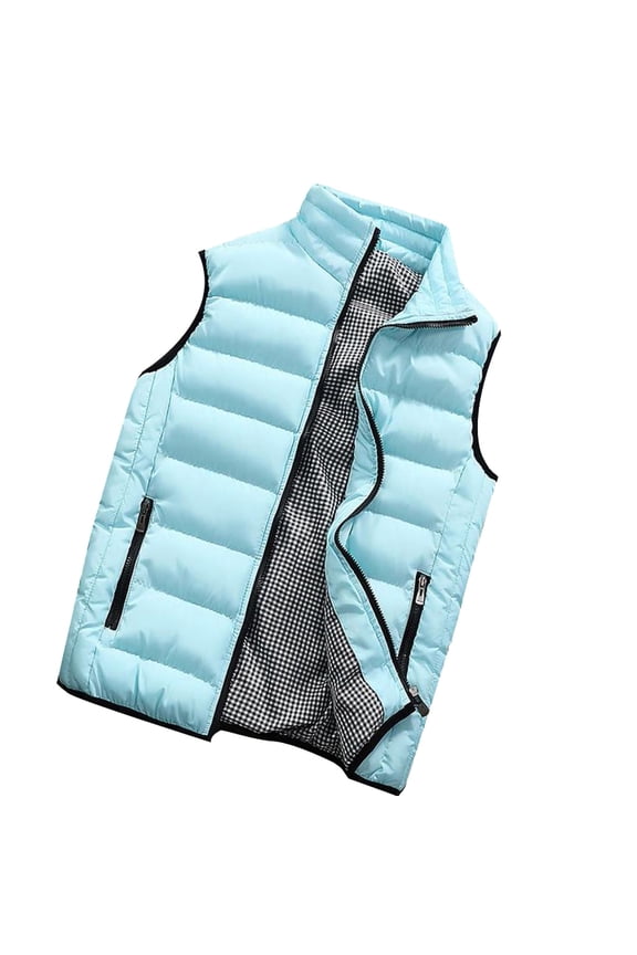 ZVNAΖH Mens Puffer Vest with Zip Pockets Winter Lightweight Outerwear Vests Lined Plaid Puffy Vest