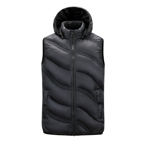 ZVNAΖH Mens Quilted Puffer Vest Thicken Warm Winter Coat with Removable Hood Sleeveless Pocket Front Full Zip Jacket