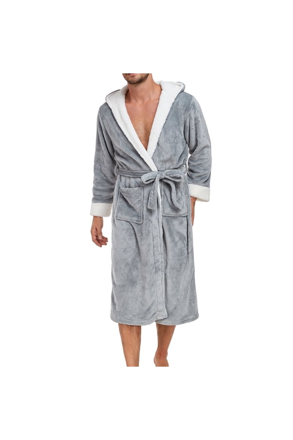 ZVNAΖH Mens Soft Robe, Plush Fluffy Fleece Bathrobe, Long Fuzzy Spa Bath Robe, Gifts for Men, Winter Loungewear