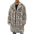 thumbnail image 1 of ZVNAΖH Mens Winter Warm Leopard Faux Fur Long Length Luxury Outerwear Coat Jacket, 1 of 9