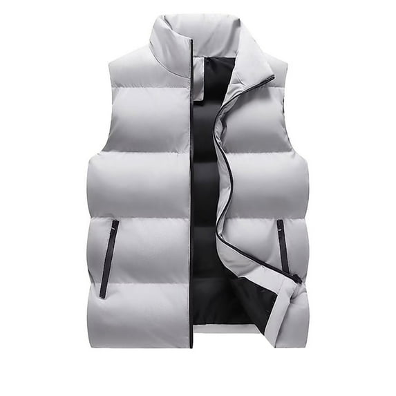 Christmas Clearance! ZVNAΖH Puffer Vest Men Big and Tall Sleeveless Jacket Casual Winter Jacket Zip Up Vest with Pockets Stand Collar Vest