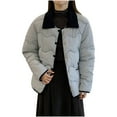 thumbnail image 1 of ZVNAΖH Quilted Jacket for Women Lightweight Puffer Jacket Lapel Long Sleeve Jacket Winter Warm Coats with Pockets, 1 of 6