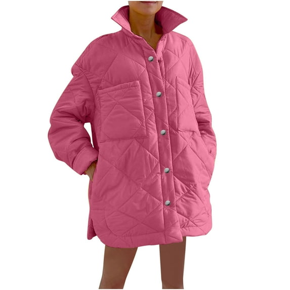 Christmas Clearance! ZVNAΖH Women Long Puffer Jacket Plus Size Overcoat Winter Quilted Jacket Warm Parka Jacket Button Down Cardigan Jacket