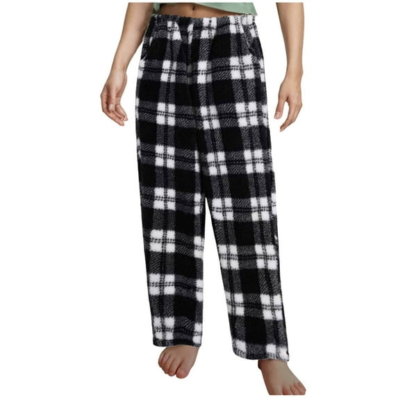 ZVNAΖH Women's Plush Fuzzy Pajama Pants Warm Cozy Pj Bottoms Winter Warm Sleep Pants Lounge Pants