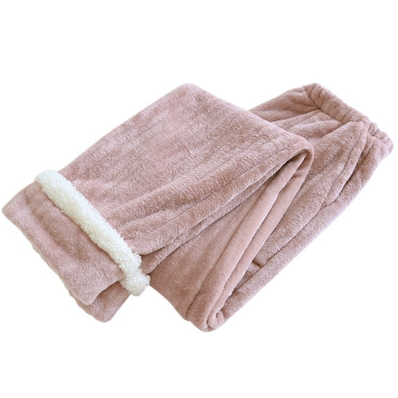 ZVNAΖH Womens Coral Fleece Pajama Pants, Soft Fluffy Pajama Sleep Pants, Solid Color, Straight Leg, Winter Comfy Lounge Pants
