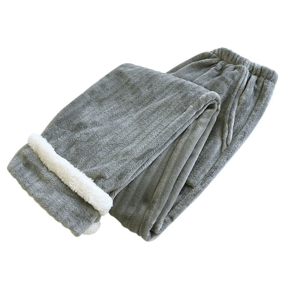 ZVNAΖH Womens Coral Fleece Pajama Pants, Soft Fluffy Pajama Sleep Pants, Solid Color, Straight Leg, Winter Comfy Lounge Pants