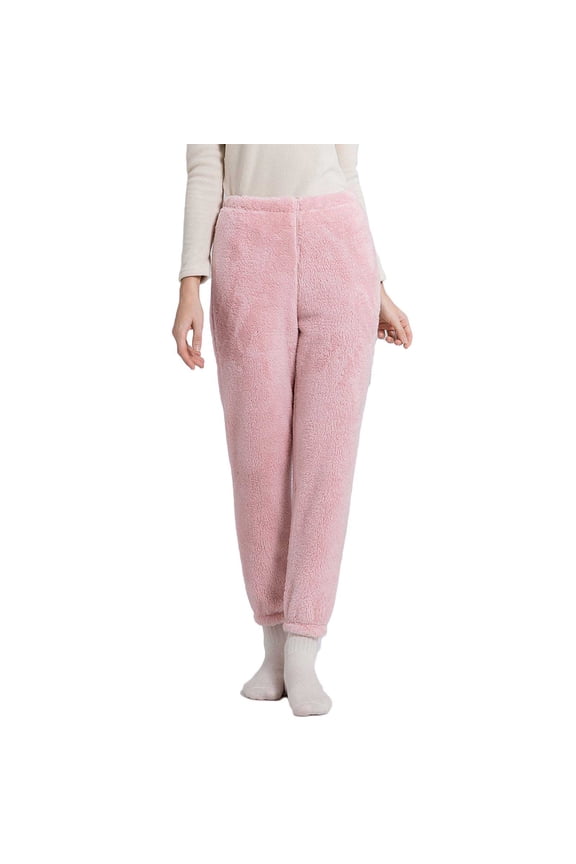 ZVNAΖH Womens Plush Pajama Pants Soft Fuzzy Pajama Bottoms, Solid Color, Relaxed Fit, Winter Warm Lounge Pants