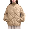 thumbnail image 1 of Christmas Clearance! ZVNAΖH Womens Quilted Jacket Zip Up Padded Coat Casual Puffer Jacket Stand Collar Jacket Winter Warm Coats with Pockets, 1 of 4