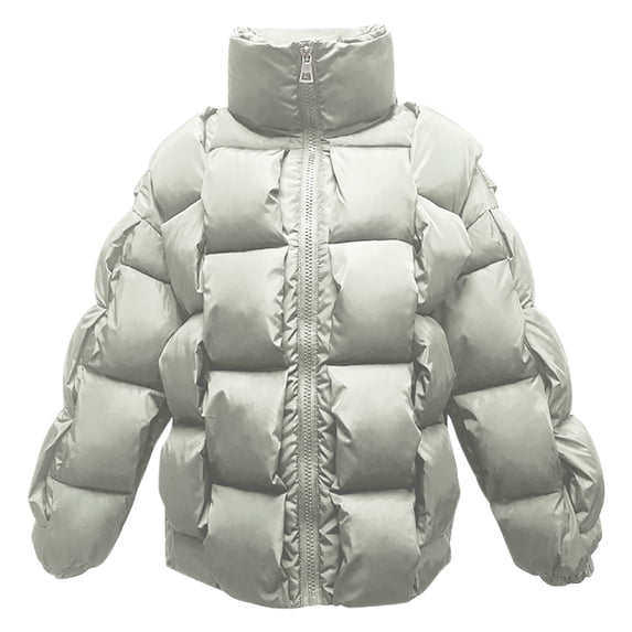 Christmas Clearance! ZVNAΖH Womens Winter Puffer Jacket Zip Up Stand Collar Jacket Casual Quilted Jacket Warm Long Sleeve Coats Fashion Jackets