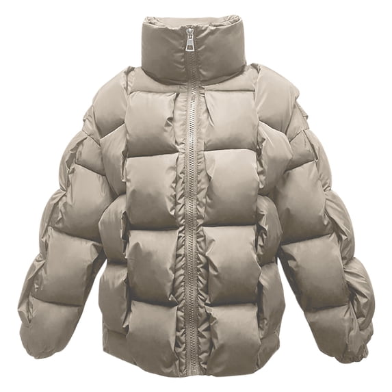 Christmas Clearance! ZVNAΖH Womens Winter Puffer Jacket Zip Up Stand Collar Jacket Casual Quilted Jacket Warm Long Sleeve Coats Fashion Jackets
