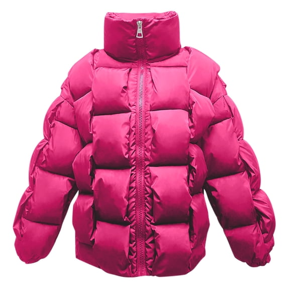 Christmas Clearance! ZVNAΖH Womens Winter Puffer Jacket Zip Up Stand Collar Jacket Casual Quilted Jacket Warm Long Sleeve Coats Fashion Jackets