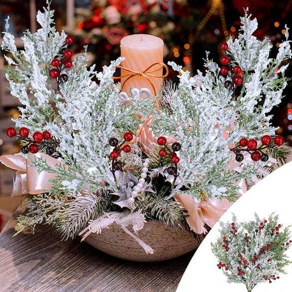 Christmas karymi 6 Pc Snow Frosted Artificial Red Berry Stems 19.3 Inch Snowy Christmas Holly Berry Branches Christmas Decoration Holiday DIY Crafts Birthday Gifts for Women