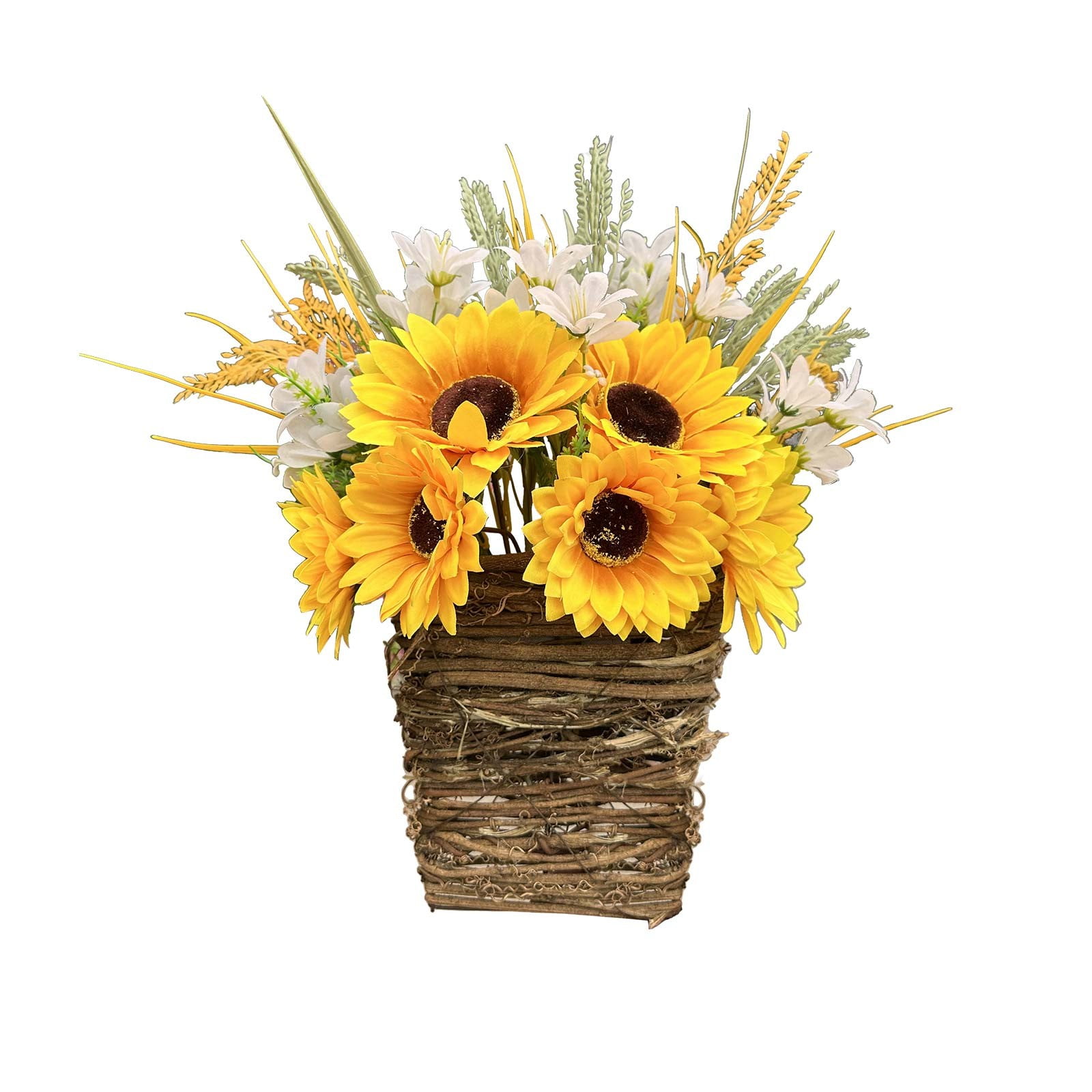 Christmas Clearenace! Spring Light Yellow Sunflower Flower Basket