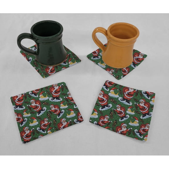 Christmas Cloth Coasters by Penny's Needful Things (Set of 4) Santa