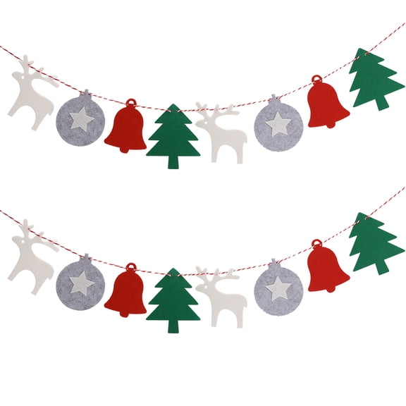 Christmas Cloth Flag Banners Ball Deer Tree Bell with Needle and Rope Mixed Color Ball: 91x78x4mm Hole: 3mm