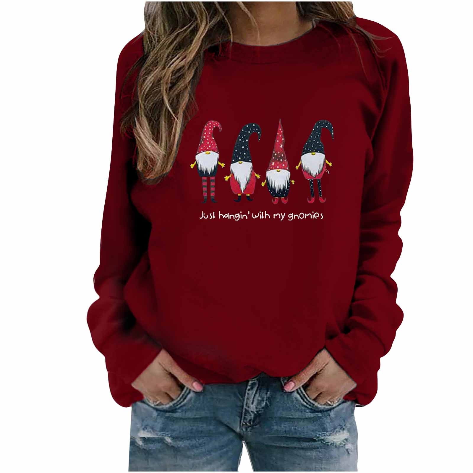 Christmas Clothes Lady Cute Gnome Graphic Shirts Fall Sweatshirts for ...