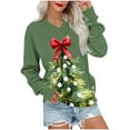 thumbnail image 1 of Christmas Clothes Women Crewneck Sweatshirts Loose Fit Long Sleeve Holiday Festive Outfits Xmas Printed Tops (XL, Green), 1 of 6