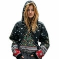 thumbnail image 1 of Christmas Clothes Womens Long Sleeve Oversized Graphic Hoodie Xmas Tree Printed Pullover Sweatshirts Loose Tops (S, Black 01), 1 of 2