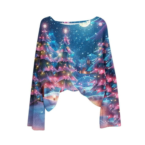 Christmas Clothes for Women Knit Long Sleeve Round Neck Casual Loose Xmas Graphic Pullover Sweater 2025 Fall Fashion Top (S, Pink)