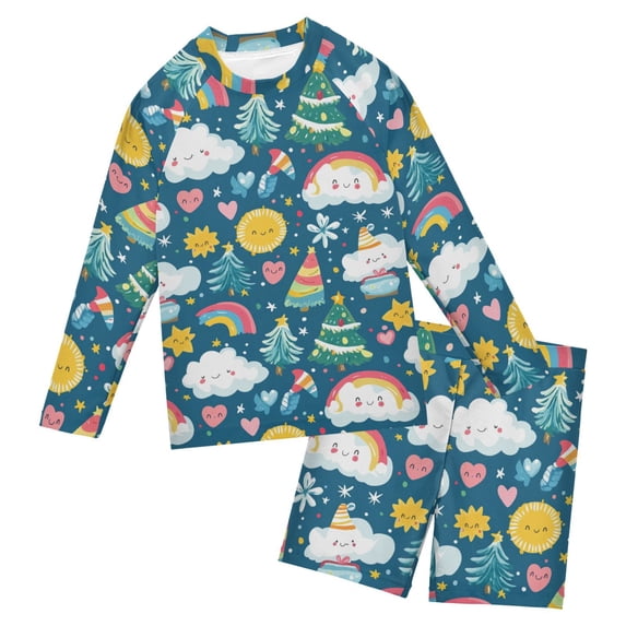 Christmas Cloud Pattern Boys' Bathing Suit UPF 50+ Boys' Rash Guard ...