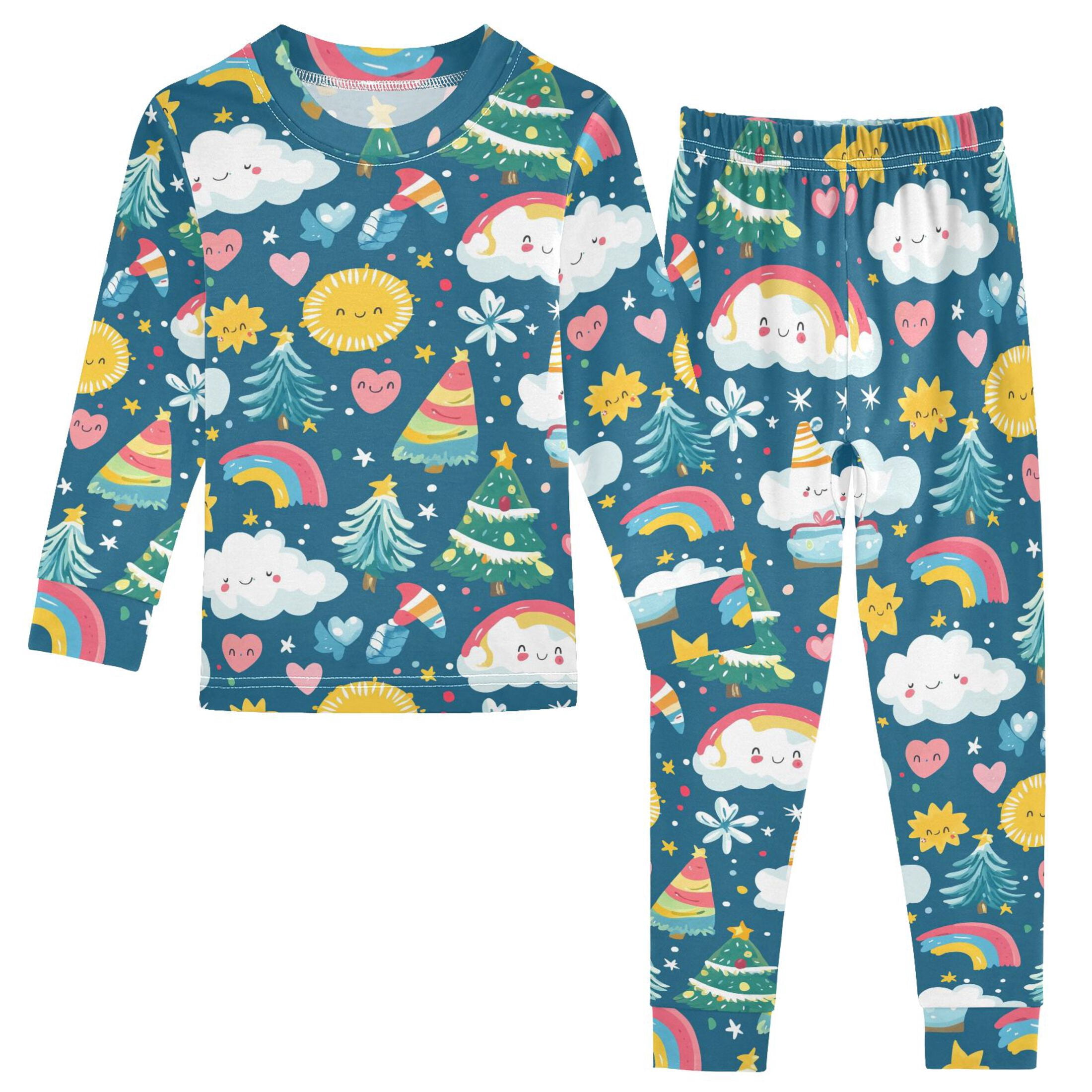 Christmas Cloud Pattern Cotton Pajamas 2 Piece Set Sleepwear Soft and ...