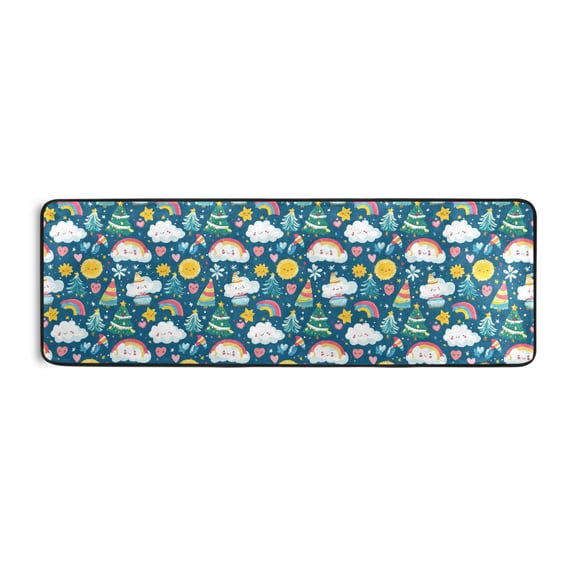 Christmas Cloud Pattern Runner Rug 24x72 Inch Cushioned Non Slip Soft Absorbent Floor Mat
