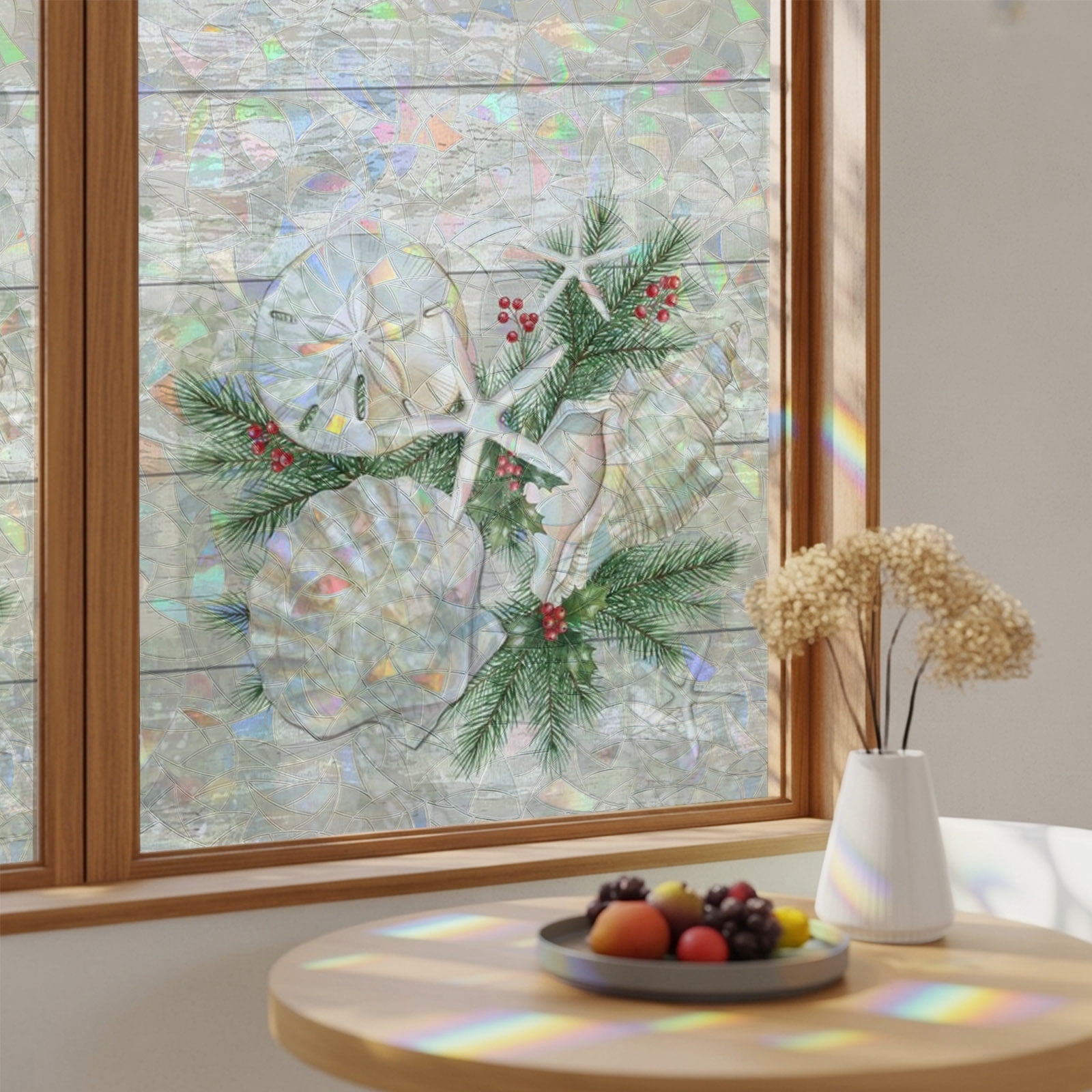 Control Main Window Christmas Coastal Pine Branches Window Privacy Film,Heat Control Sun ...