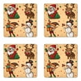 thumbnail image 1 of Christmas Coaster Set of 4, Happy Xmas Character with Stars and Dots Santa Reindeer Elf Snowman, Square Hardboard Gloss Coasters, Standard Size, Pastel Brown Multicolor, by Ambesonne, 1 of 2