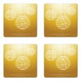thumbnail image 1 of Christmas Coaster Set of 4, Merry Xmas Round Baubles Hanging in the Air Advent Season Feelings Day Art Print, Square Hardboard Gloss Coasters, Standard Size, Mustard, by Ambesonne, 1 of 2