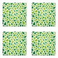 thumbnail image 1 of Christmas Coaster Set of 4, Simplistic Fir Pine Tree Silhouettes with Checkered Pattern, Square Hardboard Gloss Coasters, Standard Size, Apple Green Fern Green, by Ambesonne, 1 of 2