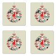 thumbnail image 1 of Christmas Coaster Set of 4, Traditional Season Celebration Christmas Themed Design Abstract Art, Square Hardboard Gloss Coasters, Standard Size, Beige and Red, by Ambesonne, 1 of 2