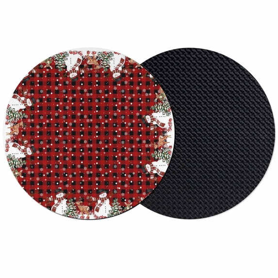 Christmas Coasters Set of 2, Absorbent Coasters for Drinks, Buffalo Plaid Cute Snowman Xmas Tree Elk Snowflakes Coaster for Desk Coffee Table Protection, Home Decor House Warming Gifts 4"