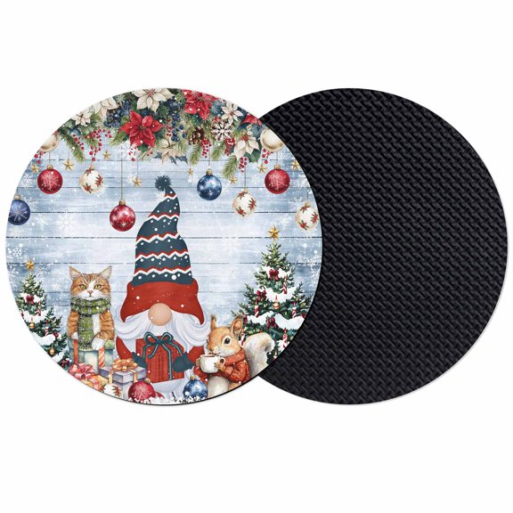 Christmas Coasters Set of 2, Absorbent Coasters for Drinks, Gnomes Poinsettia Snow Pine Tree Wooden Grain Coaster for Desk Coffee Table Protection, Home Decor House Warming Gifts 4"