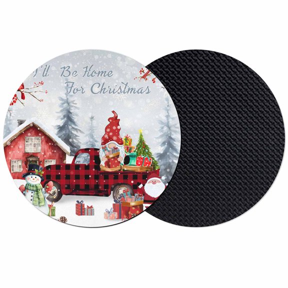 Christmas Coasters Set of 2, Absorbent Coasters for Drinks, Snowman Gnomes Cardinal Red Truck Barn Snow Coaster for Desk Coffee Table Protection, Home Decor House Warming Gifts 4"