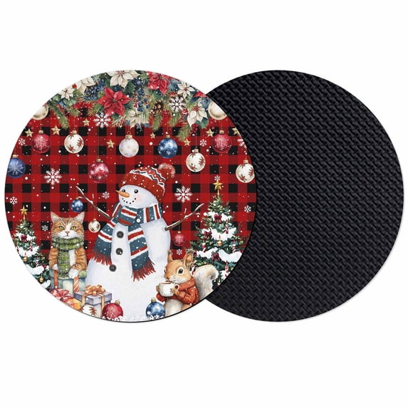 Christmas Coasters Set of 2, Absorbent Coasters for Drinks, Snowman Poinsettia Pine Tree Red Black Plaid Coaster for Desk Coffee Table Protection, Home Decor House Warming Gifts 4"