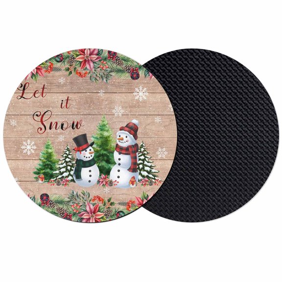 Christmas Coasters Set of 2, Absorbent Coasters for Drinks, Snowman Snowflake Xmas Tree Winter Wooden Coaster for Desk Coffee Table Protection, Home Decor House Warming Gifts 4"