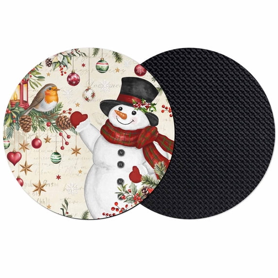 Christmas Coasters Set of 2, Absorbent Coasters for Drinks, Snowman Xmas Tree Snowflake Winter Bird Poinsettia Coaster for Desk Coffee Table Protection, Home Decor House Warming Gifts 4"